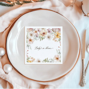 Chic Floral Watercolor Baby in Bloom Baby Shower Napkin