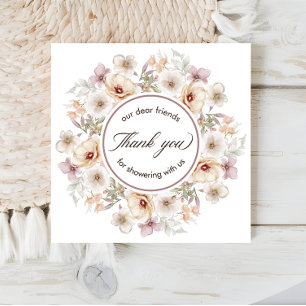 Chic Floral Watercolor Baby in Bloom Baby Shower Thank You Card