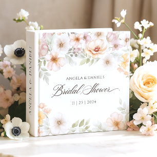 Chic Floral Watercolor Bridal Shower Photo Album Binder