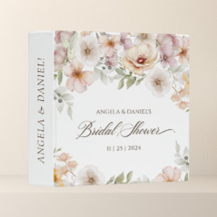 Chic Floral Watercolor Bridal Shower Photo Album Binder