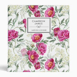 Chic Floral Watercolor Pink Peonies Pattern Custom Binder