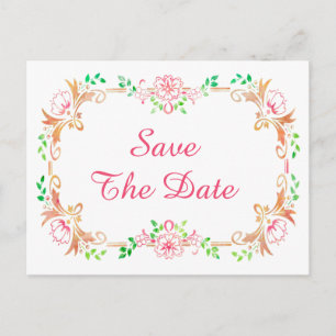 Chic Floral Watercolor Sweet 16 Save The Date Announcement Postcard