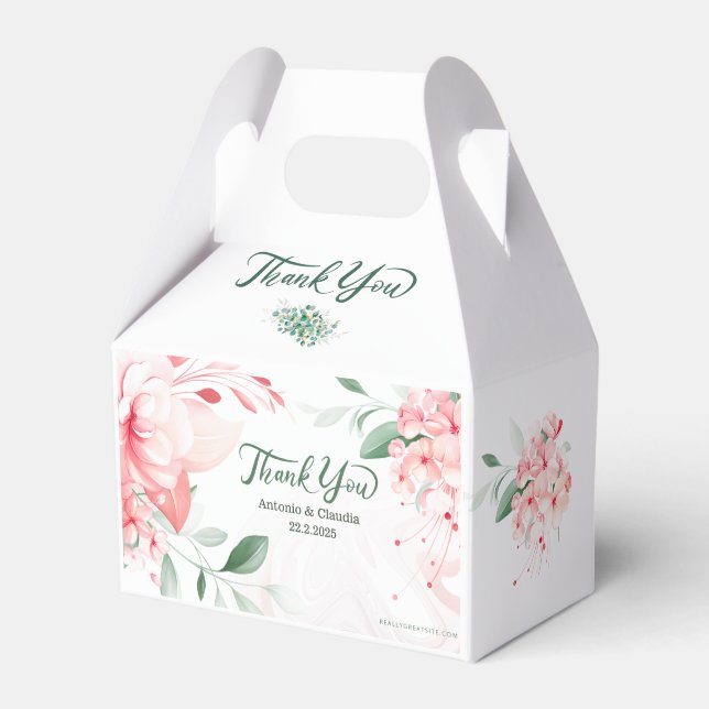 Chic Floral Wedding - Elegant Personalized Bridal  Favor Box (Front Side)