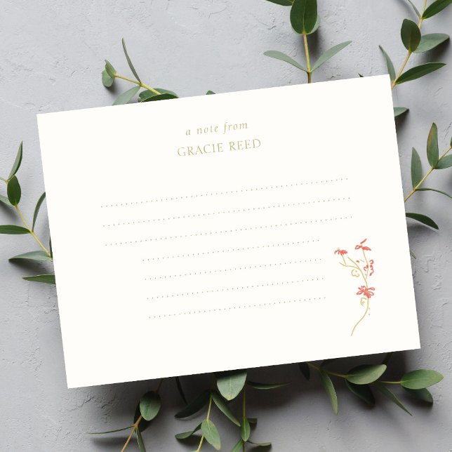 Chic Floral Wedding Lined Handwritten Note Card (Creator Uploaded)