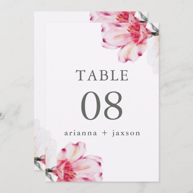 Chic Floral Wedding Table Number (Front/Back)
