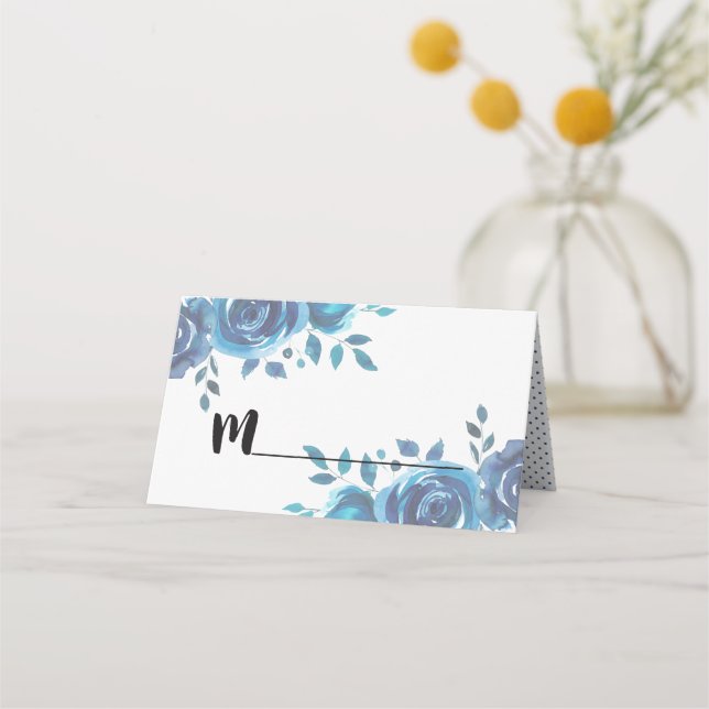 Chic Floral Wedding Table Number Seating Name Place Card (Front)