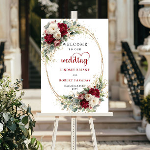 Chic Floral Wedding Welcome Sign Personalized