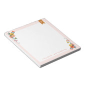 Chic Floral Wildflowers & Honey Bee Frame Monogram Notepad (Angled)