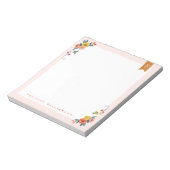 Chic Floral Wildflowers & Honey Bee Frame Monogram Notepad (Rotated)