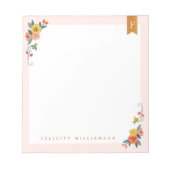 Chic Floral Wildflowers & Honey Bee Frame Monogram Notepad (Front)