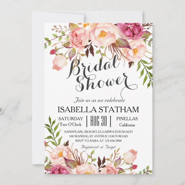 Chic Floral Wreath Rustic Bridal Shower2 Invitation (Front)
