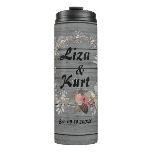 Chic Floral Wreath Rustic Wedding Thermal Tumble Thermal Tumbler