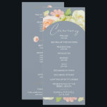 Chic Florals Dusty Blue Wedding Ceremony Program<br><div class="desc">Wedding ceremony program features your details on the front and back in chic lettering accented with beautiful watercolor flowers - white and green hydrangeas,  pink and cream roses,  daisies,  small stems and leaves. MATCHING items in our collection.</div>