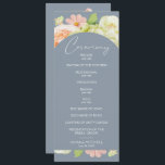 Chic Florals Dusty Blue Wedding Ceremony Program<br><div class="desc">Wedding ceremony program features your details on the front and back in chic lettering accented with beautiful watercolor flowers - white and green hydrangeas,  pink and cream roses,  daisies,  small stems and leaves. MATCHING items in our collection.</div>
