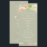 Chic Florals Sage Green Wedding Ceremony Program<br><div class="desc">Wedding ceremony program features your details on the front and back in chic lettering accented with beautiful watercolor flowers - white and green hydrangeas,  pink and cream roses,  daisies,  small stems and leaves. MATCHING items in our collection.</div>