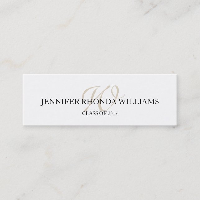 Chic florish monogram student graduation name card (Front)