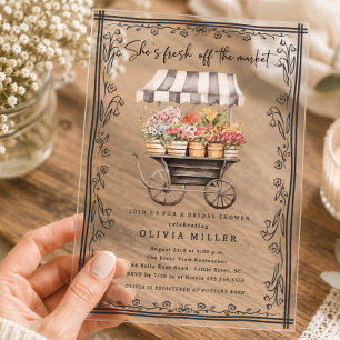 Chic Flower Cart Bridal Shower Invitation