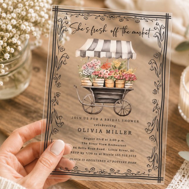 Chic Flower Cart Bridal Shower Invitation (Creator Uploaded)