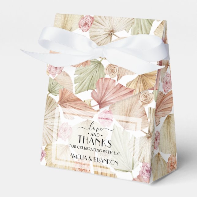 Chic Flowers and Leaves Bridal Shower Favor Box (Front Side)