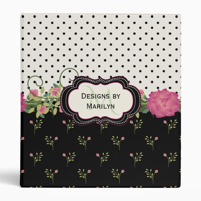 Chic Flowers and Polka Dots Custom Binder (Front)