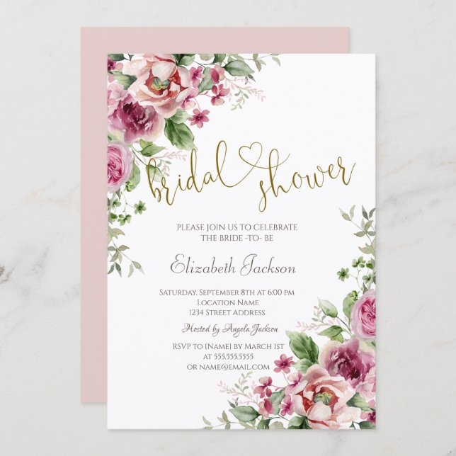 Chic  Flowers Bridal Shower  Invitation (Front/Back)