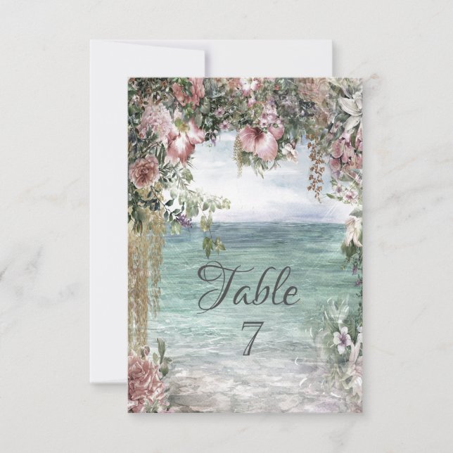 Chic Flowers Ocean  Invitation (Front)