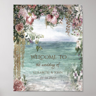 Chic Flowers Ocean Poster