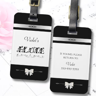 Chic Flutist Black and White Flute Case ID Tag