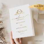 Chic, Foil Monogram Wedding Folded Program Foil Card<br><div class="desc">Welcome your guests with sophistication and style with this elegant real foil monogrammed wedding program. Featuring exquisite foil accents on both the front and back, with golden text inside, this program is a perfect blend of modern elegance and timeless beauty. The front showcases a stunning hand-drawn monogram of the couple's...</div>