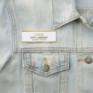 Chic FoilGold Logo Corporate Professional Employee Name Tag