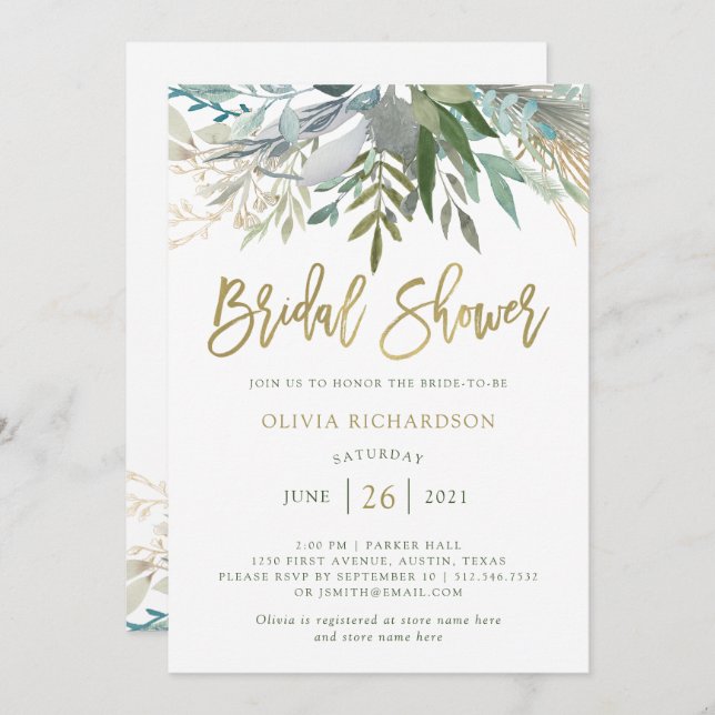 Chic Foliage | Bridal Shower Invitation (Front/Back)