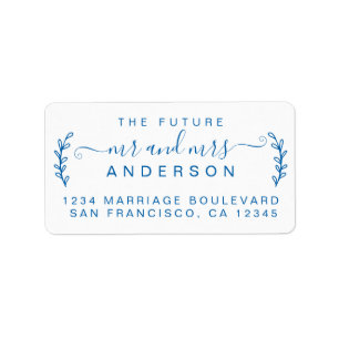 Chic Foliage Future Mr Mrs Wedding Return Address  Label