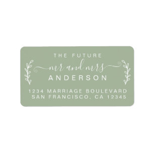 Chic Foliage Future Mr Mrs Wedding Return Address Label