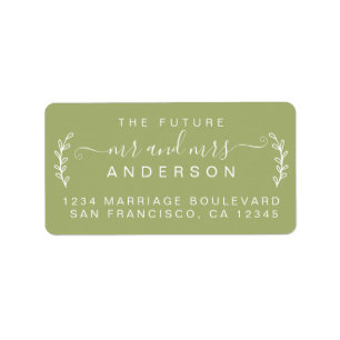 Chic Foliage Future Mr Mrs Wedding Return Address Label
