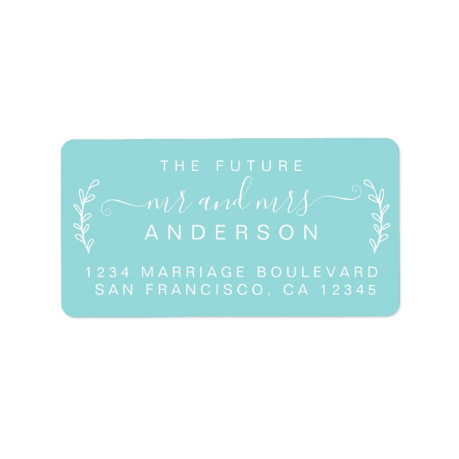 Chic Foliage Future Mr Mrs Wedding Return Address  Label (Front)