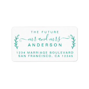 Chic Foliage Future Mr Mrs Wedding Return Address  Label