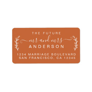 Chic Foliage Future Mr Mrs Wedding Return Address Label