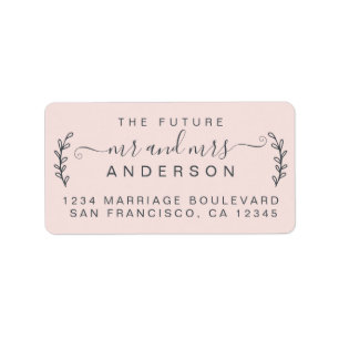 Chic Foliage Future Mr Mrs Wedding Return Address  Label