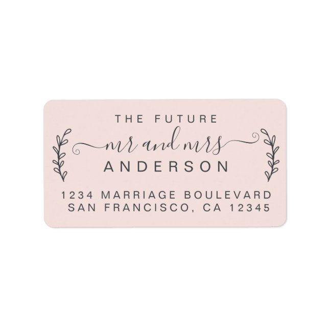 Chic Foliage Future Mr Mrs Wedding Return Address  Label (Front)
