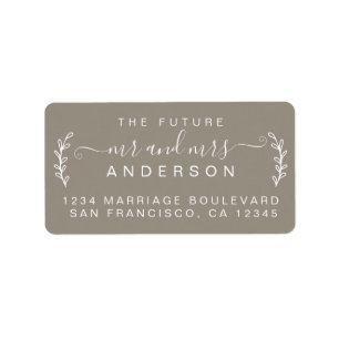 Chic Foliage Future Mr Mrs Wedding Return Address Label