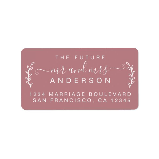 Chic Foliage Future Mr Mrs Wedding Return Address Label (Front)