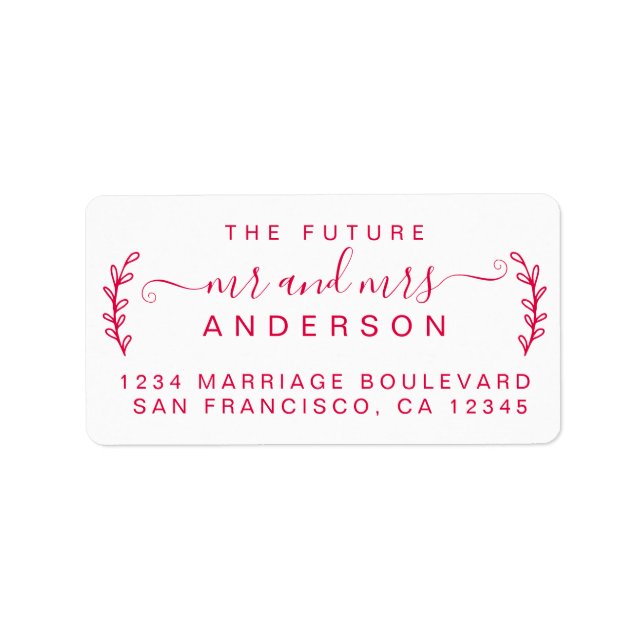Chic Foliage Future Mr Mrs Wedding Return Address  Label (Front)