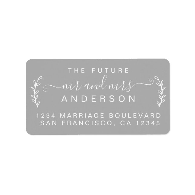 Chic Foliage Future Mr Mrs Wedding Return Address  Label (Front)