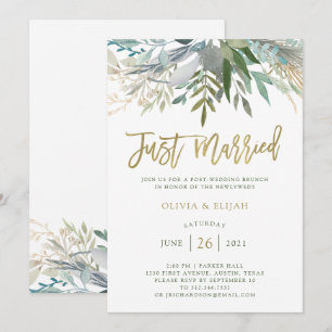 Chic Foliage   Just Married Invitation