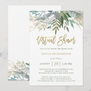 Chic Foliage Virtual Bridal Shower Invitation
