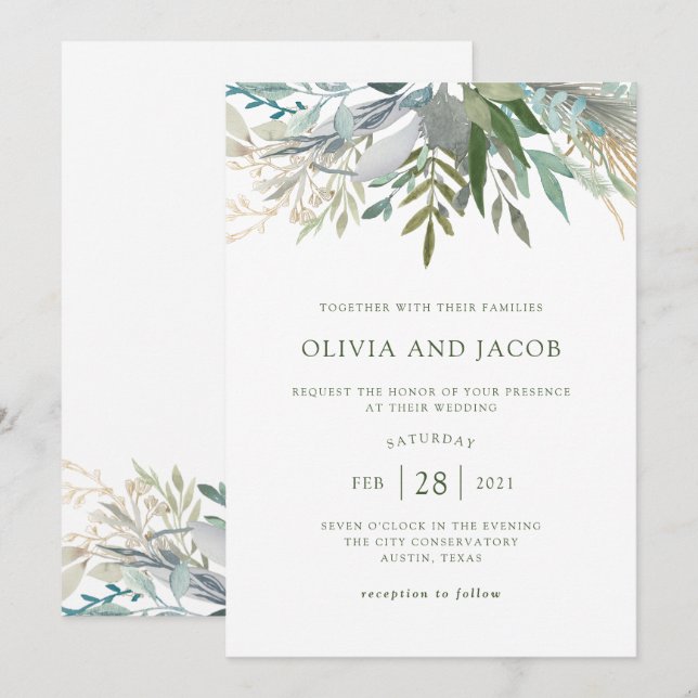 Chic Foliage | Wedding Invitation (Front/Back)