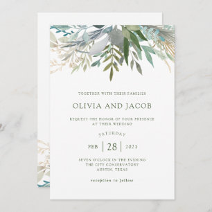 Chic Foliage Wedding Invitation