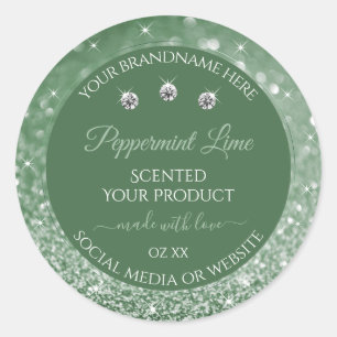 Chic Forest Green Glitter Product Packaging Labels