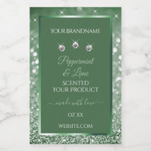 Chic Forest Green Glitter Product Packaging Labels
