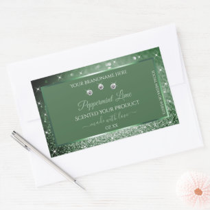 Chic Forest Green Glitter Product Packaging Labels